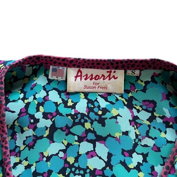 Assorti for Susan Freis Skirt Set Womens S Pink Green Georgette Vintage 80s - Picture 2 of 6